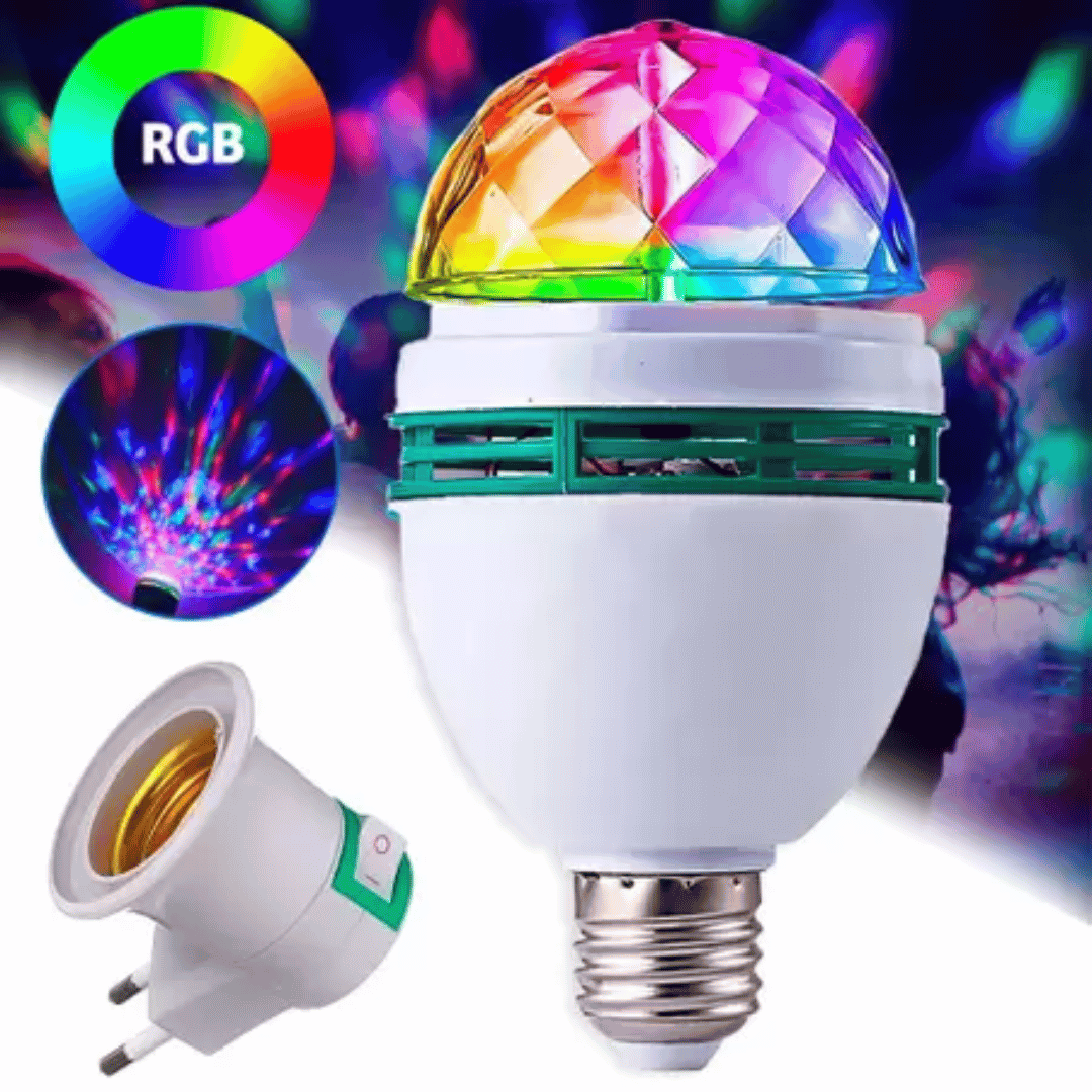Lâmpada RGB Giratória Ideal Para Festas e Decorações - Imagem 2