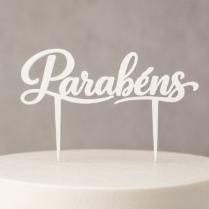 Topo de Bolo Parabéns 10x15cm Decoração Festa Aniversário